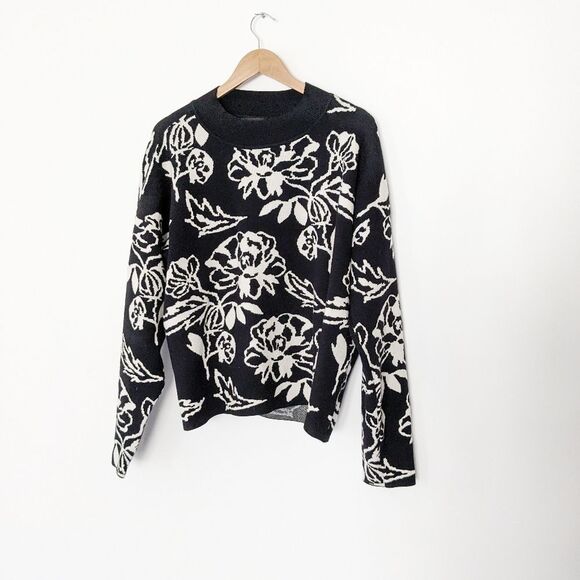 Cyrus Black Floral Print Knit Sweater - Picture 1 of 5